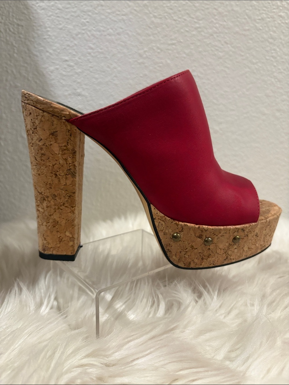♦️♦️MICHAEL ANTONIO RED STUDDED CORK MULE♦️♦️